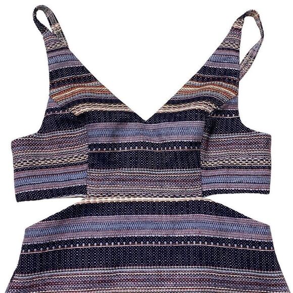 Womens VENUS Dress Size 10 side cutout Jacquard mini dress Striped Woven Twill B - Picture 3 of 9